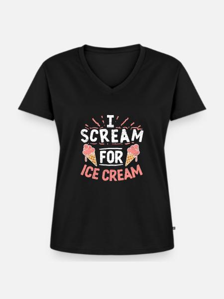 Ice Cream Eis - Frauen Premium Bio T-Shirt mit V-Ausschnitt - Schwarz