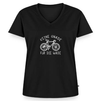 Keine GNADE für die Wade - Fitness - Frauen Premium Bio T-Shirt mit V-Ausschnitt - Schwarz - Vorne - AI Model Female 172 light (172cm)