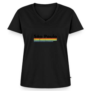 São Paulo Brazil Vintage Retro Brazilian - Women's Premium Organic V-neck T-shirt - black - Front - AI Model Female 172 light (172cm)