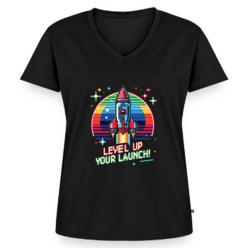 Fusée - T-shirt encolure en V Premium bio Femme - noir - Devant - AI Model Female 172 light (172cm)