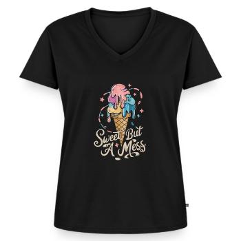 Revival emo et mode alternative pour Scene Kids - T-shirt encolure en V Premium bio Femme - noir - Devant - AI Model Female 172 light (172cm)