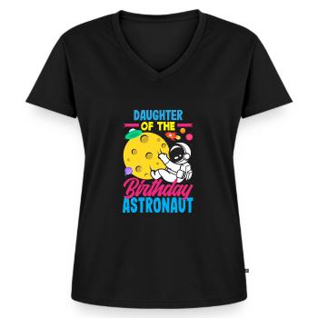 Kindergeburtstag Astronaut Familienmitglieder - Frauen Premium Bio T-Shirt mit V-Ausschnitt - Schwarz - Vorne - AI Model Female 172 light (172cm)