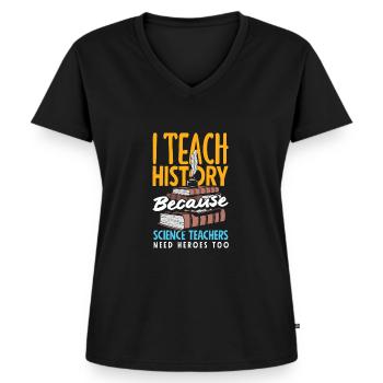 Lustiges Lehrer Lehrerinnen Geschenk - Frauen Premium Bio T-Shirt mit V-Ausschnitt - Schwarz - Vorne - AI Model Female 172 light (172cm)