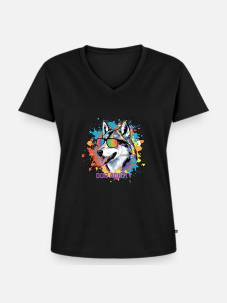 Agility - Frauen Premium Bio T-Shirt mit V-Ausschnitt - Schwarz