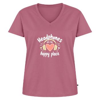 Accros aux écouteurs Un son immersif haut de gamme - T-shirt encolure en V Premium bio Femme - mauve - Devant - AI Model Female 172 dark (172cm)