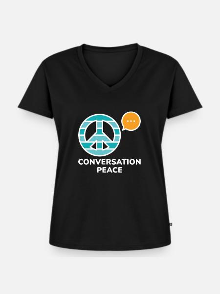 Konversation Frieden - Frauen Premium Bio T-Shirt mit V-Ausschnitt - Schwarz