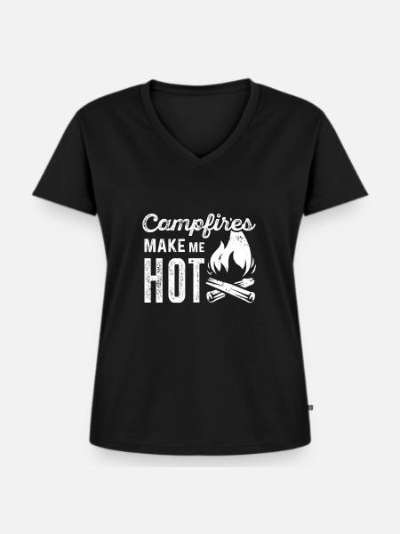 Lagerfeuer machen mich heiß - Frauen Premium Bio T-Shirt mit V-Ausschnitt - Schwarz