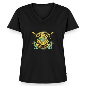 Real Men Garden Allotment Garden - Women's Premium Organic V-neck T-shirt - black - Front - AI Model Female 172 light (172cm)