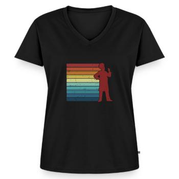 Confiseur de boulangerie rétro amateur boulanger maître boulanger - T-shirt encolure en V Premium bio Femme - noir - Devant - AI Model Female 172 light (172cm)
