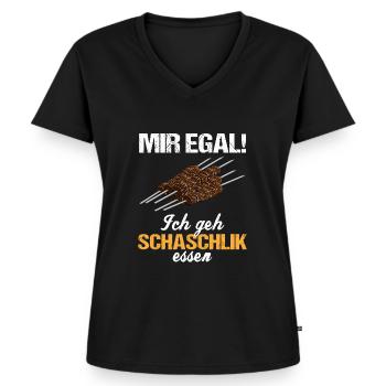 Mir egal! Schaschlik über Alles - Frauen Premium Bio T-Shirt mit V-Ausschnitt - Schwarz - Vorne - AI Model Female 172 light (172cm)