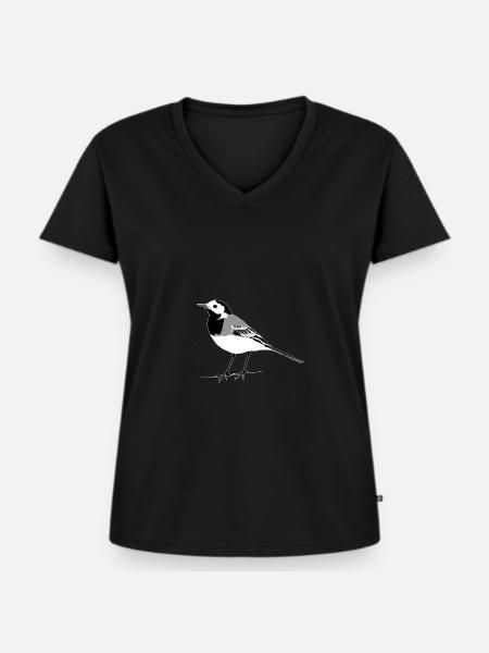 Bachstelze - Frauen Premium Bio T-Shirt mit V-Ausschnitt - Schwarz