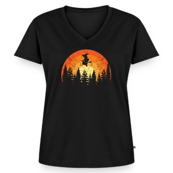 Hexe Sunset - Frauen Premium Bio T-Shirt mit V-Ausschnitt - Schwarz - Vorne - AI Model Female 172 light (172cm)