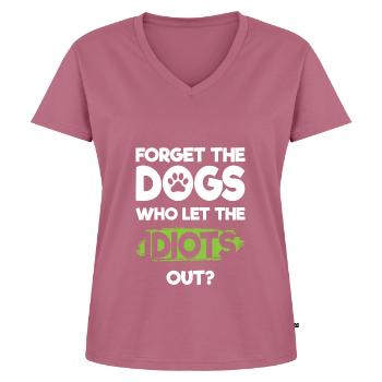 Idiot Arbeit Böse Provokation - Frauen Premium Bio T-Shirt mit V-Ausschnitt - Mauve - Vorne - AI Model Female 172 dark (172cm)