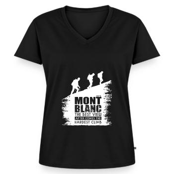 Alpinisme Mont Blanc Sport montagne - T-shirt encolure en V Premium bio Femme - noir - Devant - AI Model Female 172 light (172cm)
