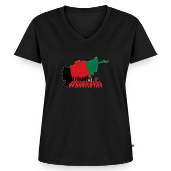 Afghanistan - T-shirt encolure en V Premium bio Femme - noir - Devant - AI Model Female 172 light (172cm)