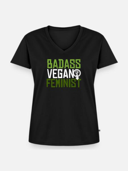 Feministin - Frauen Premium Bio T-Shirt mit V-Ausschnitt - Schwarz