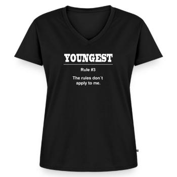 Geschwister kleiner bruder kleine schwester - Frauen Premium Bio T-Shirt mit V-Ausschnitt - Schwarz - Vorne - AI Model Female 172 light (172cm)