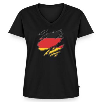 Deutschland - Frauen Premium Bio T-Shirt mit V-Ausschnitt - Schwarz - Vorne - AI Model Female 172 light (172cm)