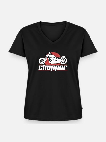 Motorrad Chopper - Frauen Premium Bio T-Shirt mit V-Ausschnitt - Schwarz