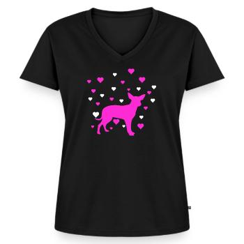Chihuahua - Frauen Premium Bio T-Shirt mit V-Ausschnitt - Schwarz - Vorne - AI Model Female 172 light (172cm)