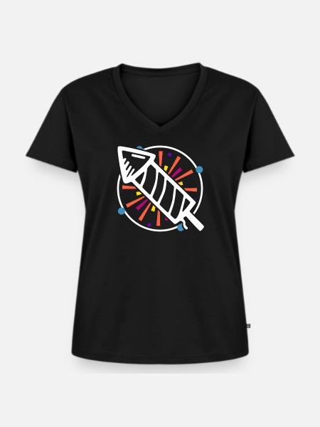 Silvester Rakete - Frauen Premium Bio T-Shirt mit V-Ausschnitt - Schwarz