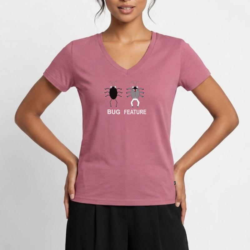 Bug Feature - Informatiker Programmierer Frauen Premium Bio T-Shirt mit V-Ausschnitt