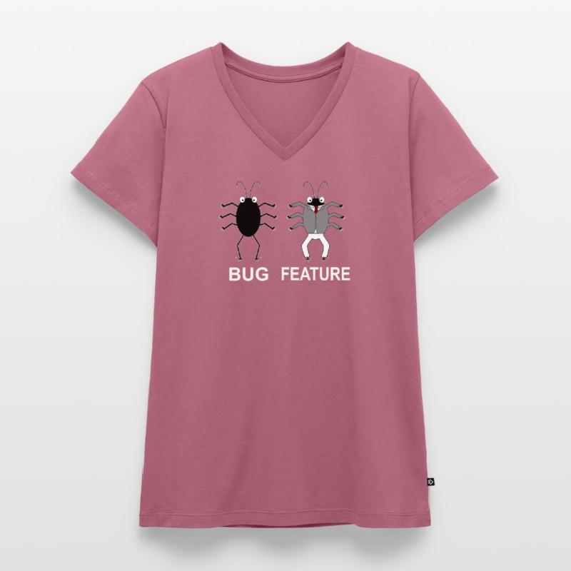 Bug Feature - Informatiker Programmierer Frauen Premium Bio T-Shirt mit V-Ausschnitt