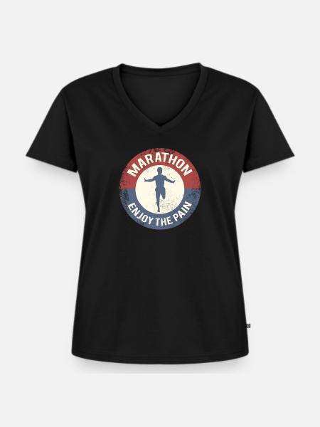 marathon - Frauen Premium Bio T-Shirt mit V-Ausschnitt - Schwarz