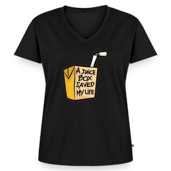 Saft Päckchen Trinkpäckchen Diabetes Diabetiker - Frauen Premium Bio T-Shirt mit V-Ausschnitt - Schwarz - Vorne - AI Model Female 172 light (172cm)