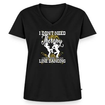 Line Dance - Frauen Premium Bio T-Shirt mit V-Ausschnitt - Schwarz - Vorne - AI Model Female 172 light (172cm)