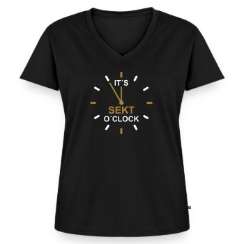 Sekt - Frauen Premium Bio T-Shirt mit V-Ausschnitt - Schwarz - Vorne - AI Model Female 172 light (172cm)