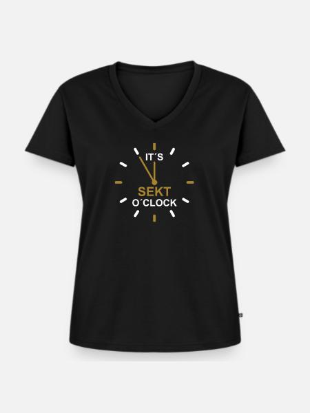Sekt - Frauen Premium Bio T-Shirt mit V-Ausschnitt - Schwarz