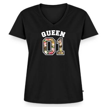Queen 01 - T-shirt encolure en V Premium bio Femme - noir - Devant - AI Model Female 172 light (172cm)