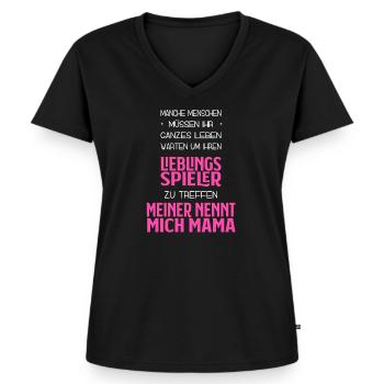 Mama vom Lieblingsspieler Mutter Fan Design - Frauen Premium Bio T-Shirt mit V-Ausschnitt - Schwarz - Vorne - AI Model Female 172 light (172cm)