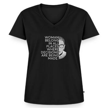 RBG Solidarität Gleichberechtigung Humanitär Ruth - Frauen Premium Bio T-Shirt mit V-Ausschnitt - Schwarz - Vorne - AI Model Female 172 light (172cm)