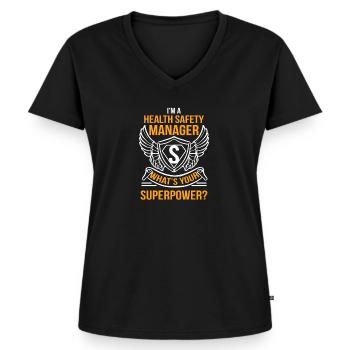Health Safety Manager Health Safety Manager Gesche - Women's Premium Organic V-neck T-shirt - black - Front - AI Model Female 172 light (172cm)