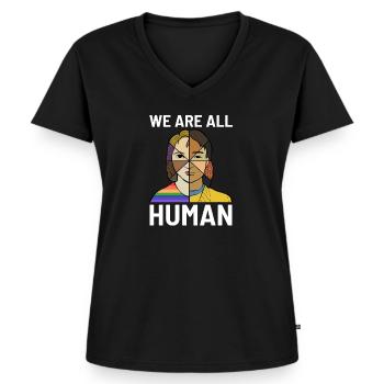 Diversity Unity Menschenrechtsanwalt Geschenk - Frauen Premium Bio T-Shirt mit V-Ausschnitt - Schwarz - Vorne - AI Model Female 172 light (172cm)
