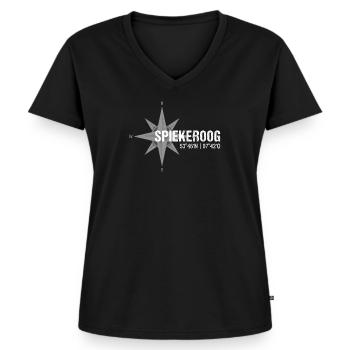 Spiekeroog Koordinaten Kompass - Frauen Premium Bio T-Shirt mit V-Ausschnitt - Schwarz - Vorne - AI Model Female 172 light (172cm)