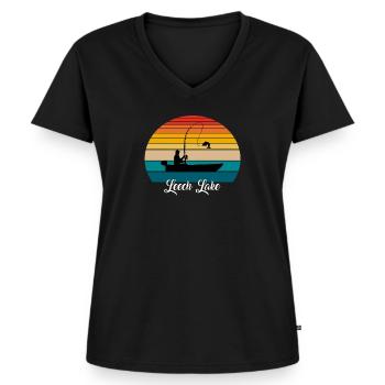 Leech Lake Fishing Spot - Women's Premium Organic V-neck T-shirt - black - Front - AI Model Female 172 light (172cm)