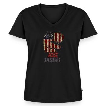 Patriotic Jose Dinosaur Josesaurus - Frauen Premium Bio T-Shirt mit V-Ausschnitt - Schwarz - Vorne - AI Model Female 172 light (172cm)