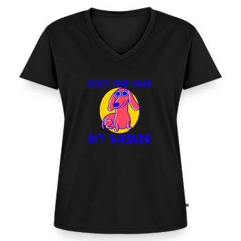 Ne trébuche pas sur mon Weiner 4 - T-shirt encolure en V Premium bio Femme - noir - Devant - AI Model Female 172 light (172cm)