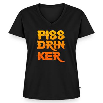 Piss Drinker 27 - Frauen Premium Bio T-Shirt mit V-Ausschnitt - Schwarz - Vorne - AI Model Female 172 light (172cm)