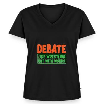 Debate, like wrestling but with words 3 - Women's Premium Organic V-neck T-shirt - black - Front - AI Model Female 172 light (172cm)
