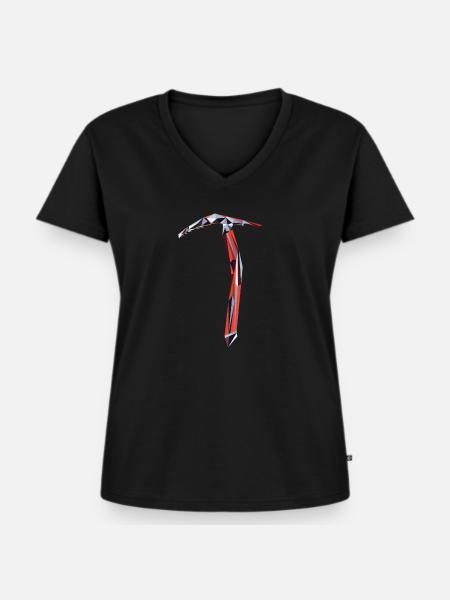 Bergsteiger Eispickel - Frauen Premium Bio T-Shirt mit V-Ausschnitt - Schwarz