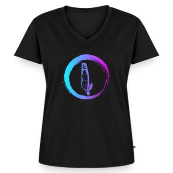 Sporty Hobby Leidenschaft Windsurfer - Frauen Premium Bio T-Shirt mit V-Ausschnitt - Schwarz - Vorne - AI Model Female 172 light (172cm)