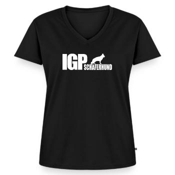 IGP SCHÄFERHUND Wilsigns Hundesport Hunde Geschenk - Frauen Premium Bio T-Shirt mit V-Ausschnitt - Schwarz - Vorne - AI Model Female 172 light (172cm)