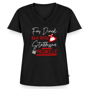 Ersatzshirt Dirndl - Frauen Premium Bio T-Shirt mit V-Ausschnitt - Schwarz - Vorne - AI Model Female 172 light (172cm)