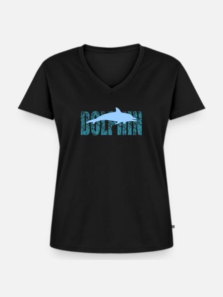 dolphin - Frauen Premium Bio T-Shirt mit V-Ausschnitt - Schwarz