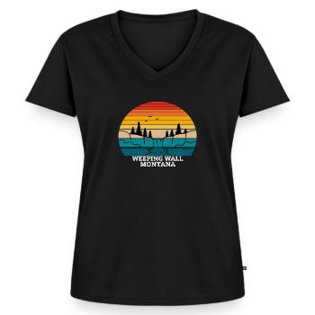 Weeping Wall Montana - Frauen Premium Bio T-Shirt mit V-Ausschnitt - Schwarz - Vorne - AI Model Female 172 light (172cm)