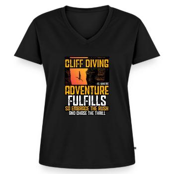 Cliff Diving Is Where Adventure Fulfills - Women's Premium Organic V-neck T-shirt - black - Front - AI Model Female 172 light (172cm)